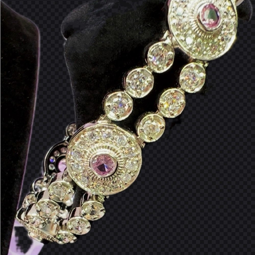 Pink Sapphire & Tourmaline Necklace and Bracelet/Bridal Accessories Jewelry - Picture 4 of 9